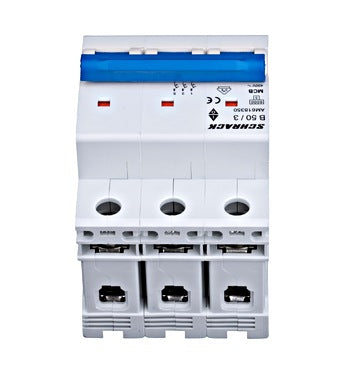 Siguranta automata (disjunctor) , 3 poli, B50, 50A, 6kA, curba B, Amparo, Schrack