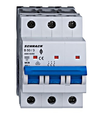 Siguranta automata (disjunctor) , 3 poli, B50, 50A, 6kA, curba B, Amparo, Schrack