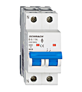 Siguranta automata (disjunctor) , 1P+N , B6,6A, 6kA, curba B, Amparo, Schrack