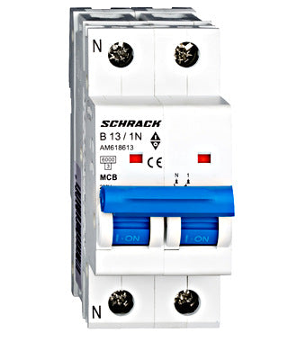 Siguranta automata (disjunctor) , 1P+N , B13,13A, 6kA, curba B, Amparo, Schrack