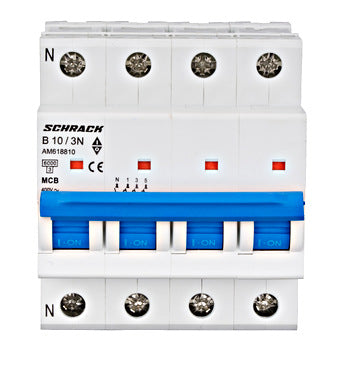 Siguranta automata (disjunctor) , 3P+N , B10, 10A, 6kA, curba B, Amparo, Schrack