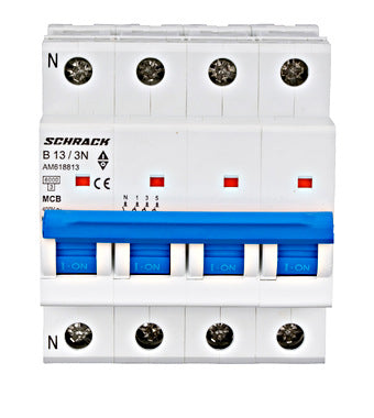 Siguranta automata (disjunctor) , 3P+N , B13, 13A, 6kA, curba B, Amparo, Schrack