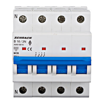 Siguranta automata (disjunctor) , 3P+N , B16, 16A, 6kA, curba B, Amparo, Schrack