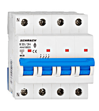 Siguranta automata (disjunctor) , 3P+N , B20, 20A, 6kA, curba B, Amparo, Schrack