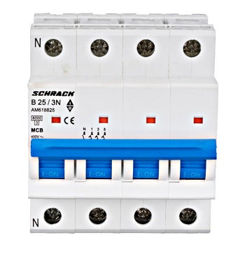 Siguranta automata (disjunctor) , 3P+N , B25, 25A, 6kA, curba B, Amparo, Schrack