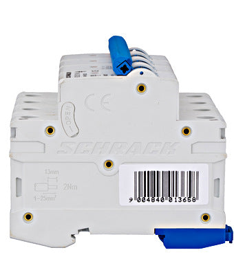 Siguranta automata (disjunctor) , 3P+N , B25, 25A, 6kA, curba B, Amparo, Schrack