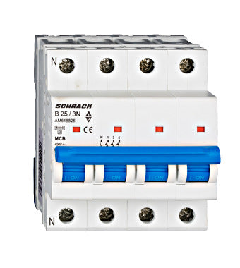 Siguranta automata (disjunctor) , 3P+N , B25, 25A, 6kA, curba B, Amparo, Schrack