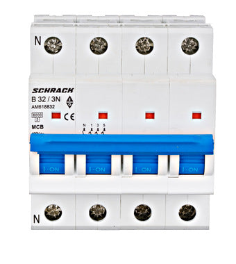 Siguranta automata (disjunctor) , 3P+N , B32,32A, 6kA, curba B, Amparo, Schrack