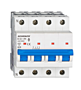 Siguranta automata (disjunctor) , 3P+N , B32,32A, 6kA, curba B, Amparo, Schrack