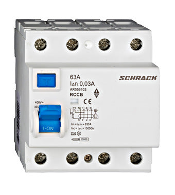 Intreruptor diferential Schrack AMPARO (10kA), 63A, 4-poli, 30mA, tip A