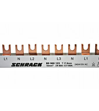 Busbar furca 1N/2N/3N, 4 poli, 10mm², 1m