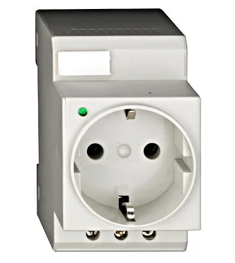 Priză Shucko pe șină DIN pentru tablou, cu led, gri, 16A, Schrack