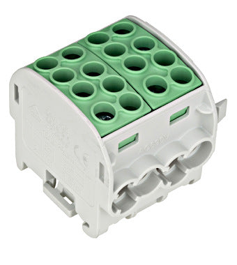 Clema derivatie, 35mm²,Cu-Cu, 4 intrari-4 iesiri, galben/verde, Schrack