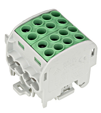 Clema derivatie, 35mm²,Cu-Cu, 4 intrari-4 iesiri, galben/verde, Schrack