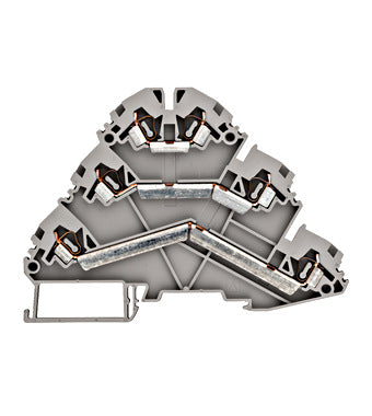 Clema șir, cu 3 etaje, 6 conexiuni, 2,5 mm²,gri, YBK 2,5-3FT, L/N/PE, Schrack