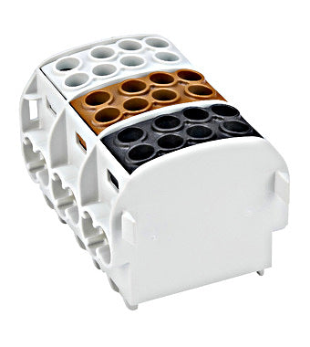 Clemă derivație Cu-Al, 35mm², 3P, izolată, maro/negru/gri