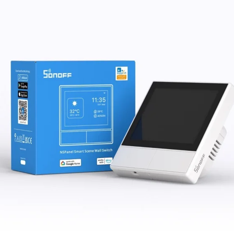 Intrerupator Smart cu touch si functie termostat Sonoff NS Panel - alb