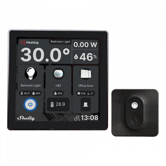 Intrerupator Smart cu touchscreen Shelly Wall Display, Wi-FI, Negru Bluethooth