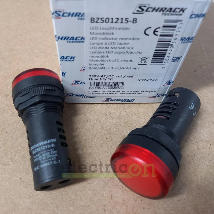Lampa de semnalizare cu LED, monobloc, 230V-AC/DC, rosu