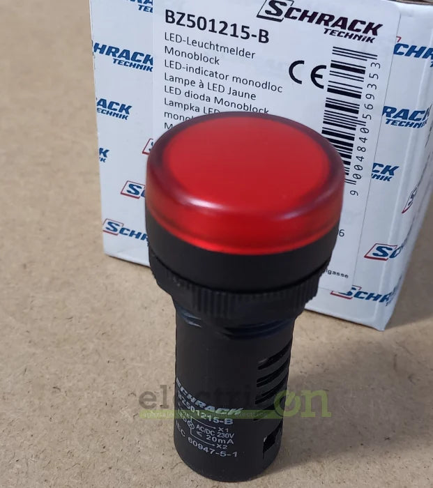 Lampa de semnalizare cu LED, monobloc, 230V-AC/DC, rosu