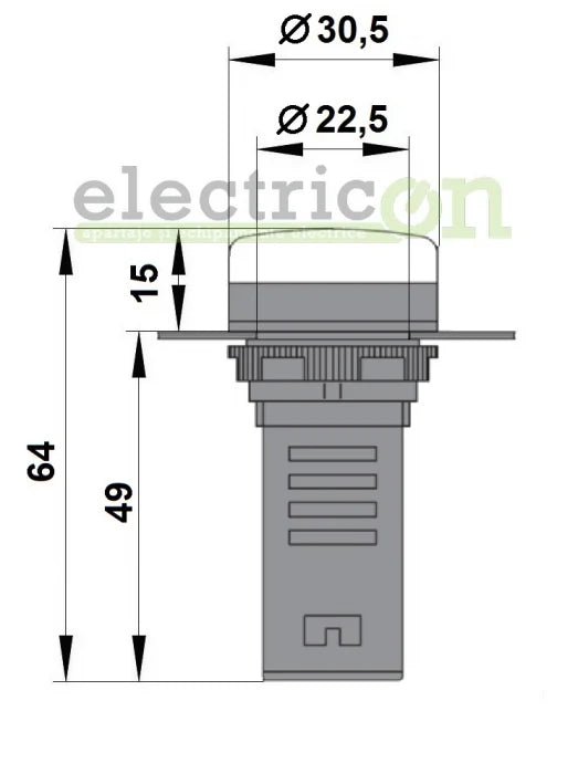 Lampa de semnalizare cu LED, monobloc, 230V-AC/DC, rosu