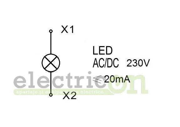 Lampa de semnalizare cu LED, monobloc, 230V-AC/DC, rosu