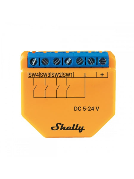 Modul Wi-fi Pentru Activarea Scenelor Shelly Plus I4 - DC, 4 Canale, Compatibil Cu Amazon Alexa Si Google Assistant
