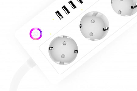 Prelungitor Smart A26, Wifi, 16A, 4 Prize Individuale, 4 USB Tuya, Alexa, Google Assistant