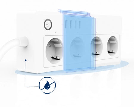 Prelungitor Smart A26, Wifi, 16A, 4 Prize Individuale, 4 USB Tuya, Alexa, Google Assistant