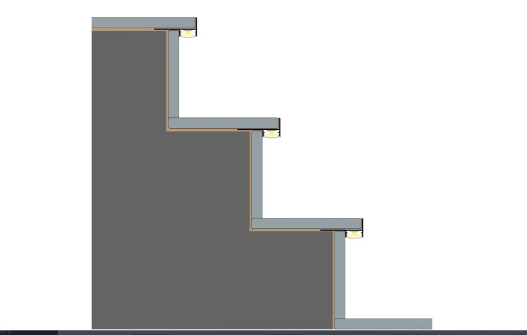 Profil LED Aluminiu Negru pentru Trepte Scări gresie