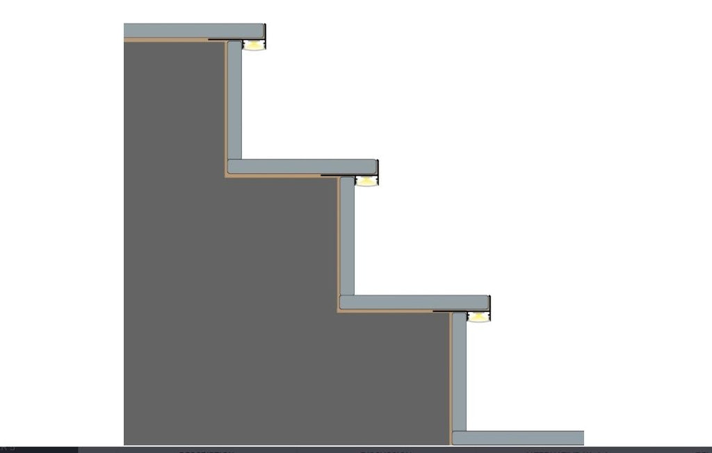 Profil LED Aluminiu Negru pentru Trepte Scări gresie