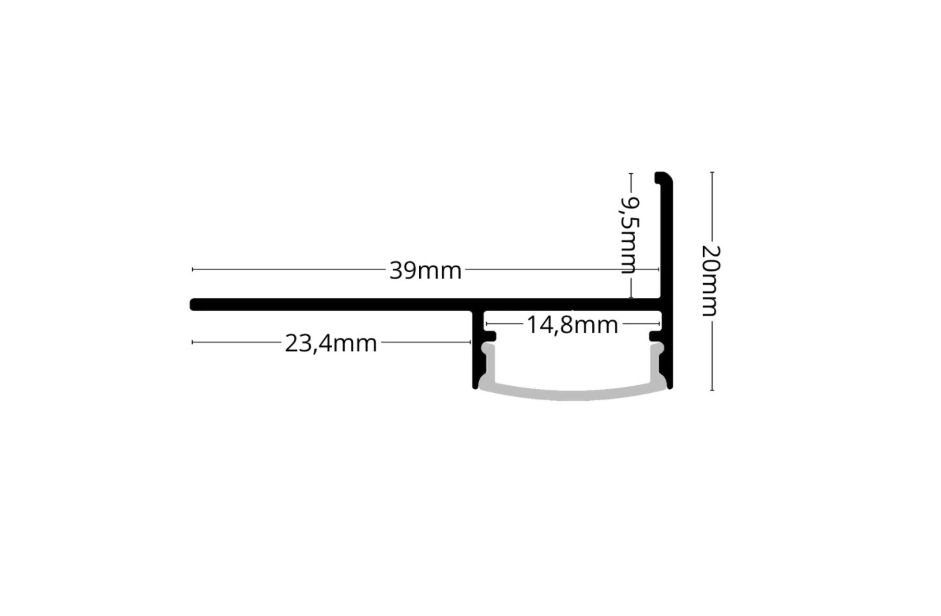 Profil LED Aluminiu Negru pentru Trepte Scări gresie