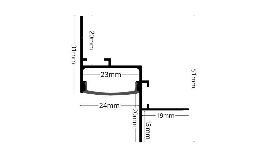 Profil LED Shadow Gap alb