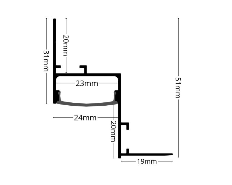 Profil LED Aluminiu Incastrabil SHADOW GAP