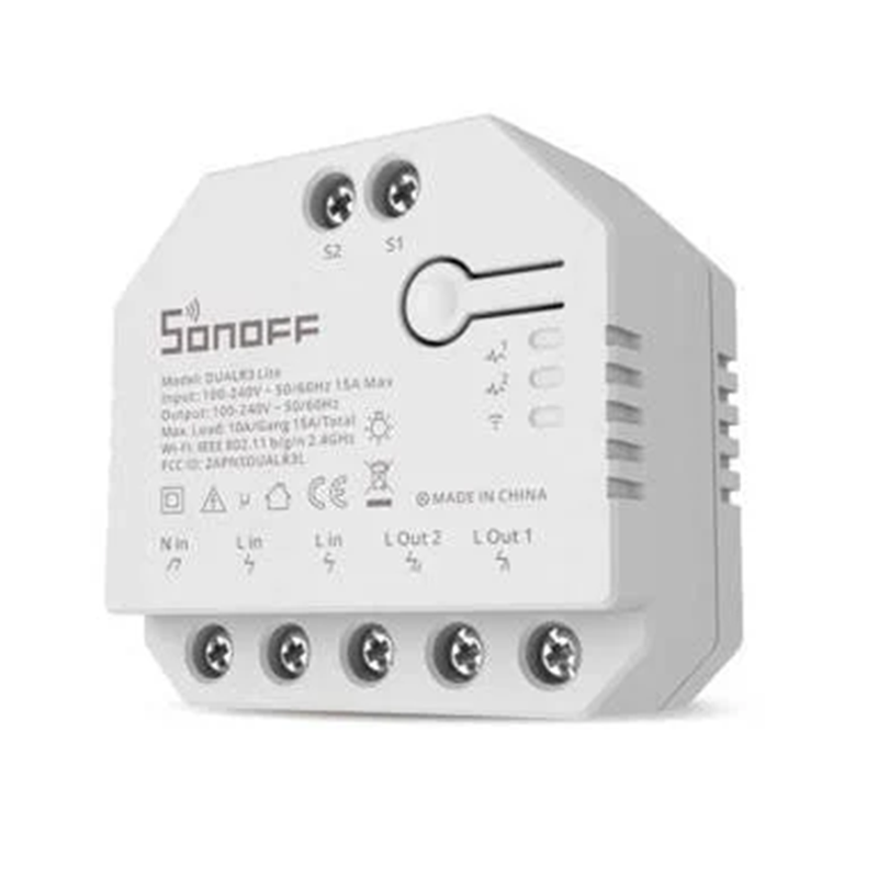 Releu inteligent Sonoff Dual R3 Lite , Wireless, 2 canale, Alb