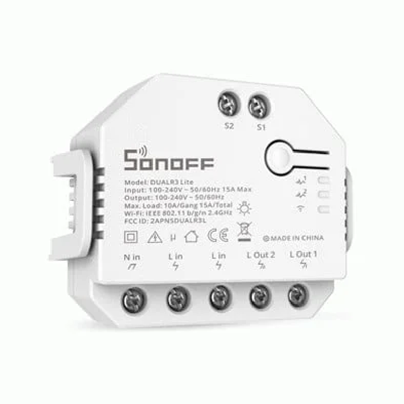 Releu inteligent Sonoff Dual R3 Lite , Wireless, 2 canale, Alb