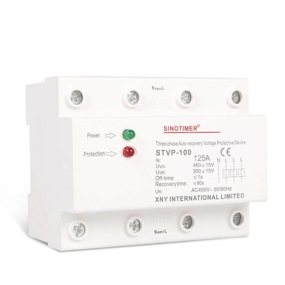 Releu siguranta digitala de protectie tensiune, Sinotimer, 125A, STVP-100, recuperare automata