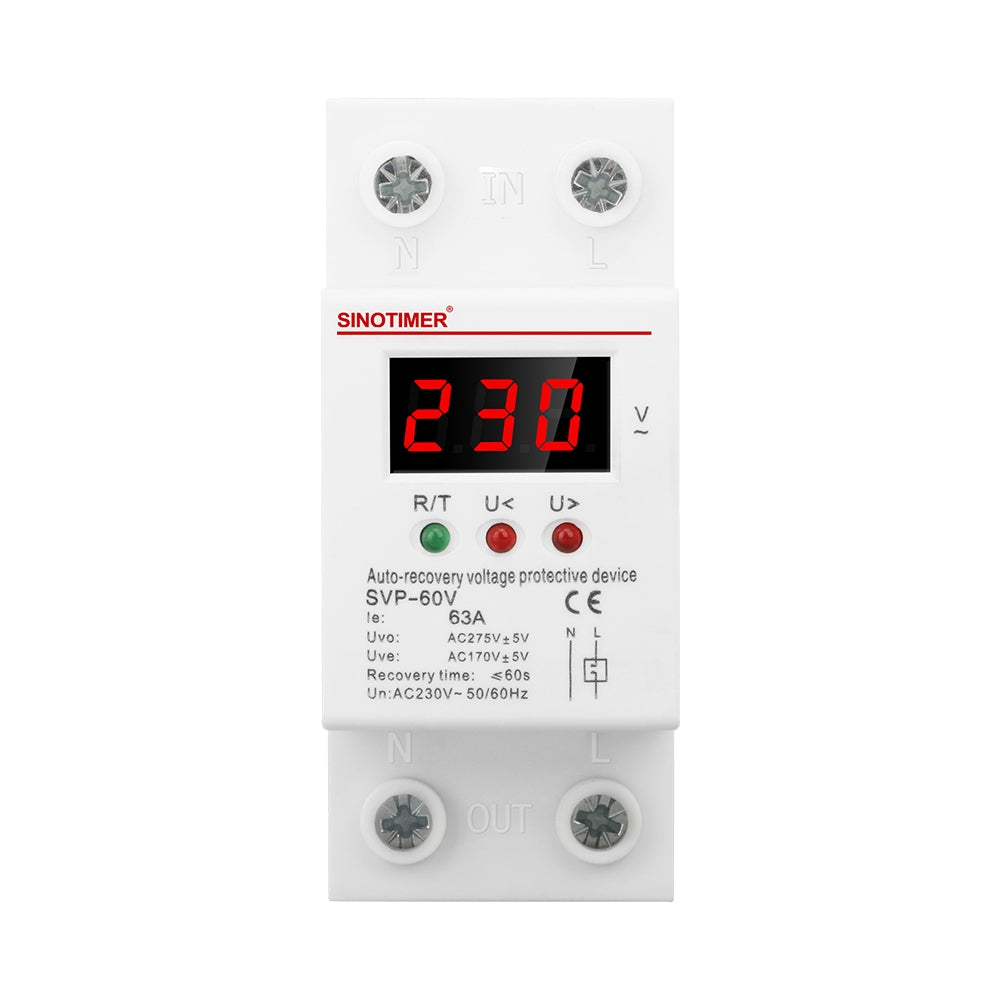 Releu siguranta digitala de protectie tensiune, Sinotimer, 40A, recuperare automata, 230V, SVP-60V-40A