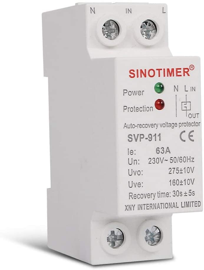 Releu siguranta digitala de protectie tensiune, Sinotimer, 63A, 230V, recuperare automata, SVP-911-63A