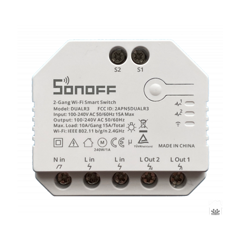 Releu inteligent Sonoff Dual R3, Wireless, 2 canale, Alb