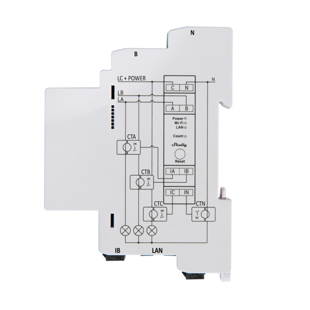 Shelly Pro 3EM Profesional releu wifi 3 canale si control contactor