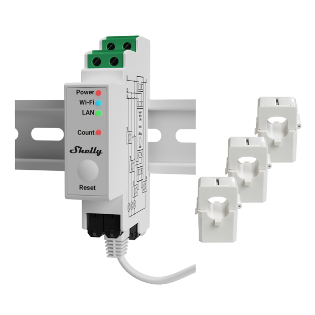 Shelly Pro 3EM Profesional releu wifi 3 canale si control contactor