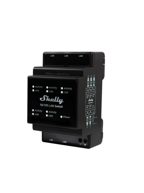 Shelly LAN Switch, cu 5 porturi, 10/100mbps, compatibil SINA DIN