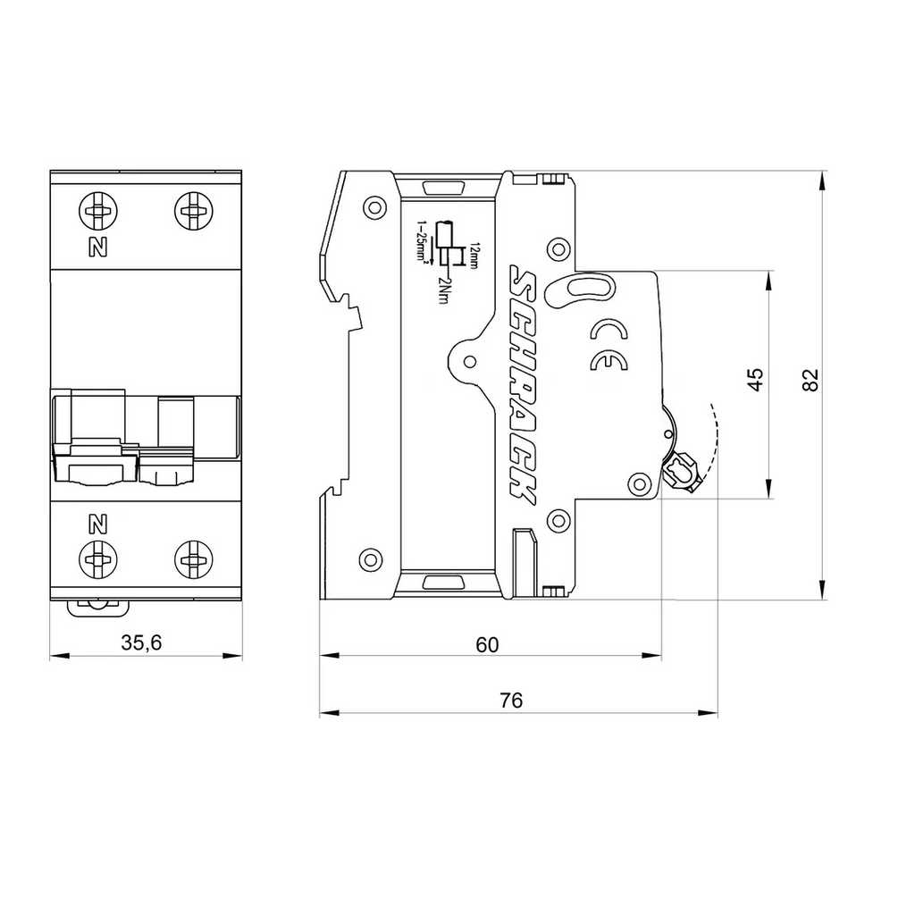 Siguranta diferentiala RCBO, B10, 1P+N, 10A, 6kA, 30mA, tip A, AMPARO, Schrack