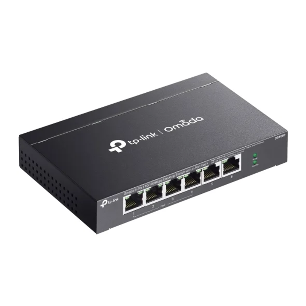 Switch cu 6 porturi TP-Link Omada DS106P, 4 porturi POE, 10/100mbps