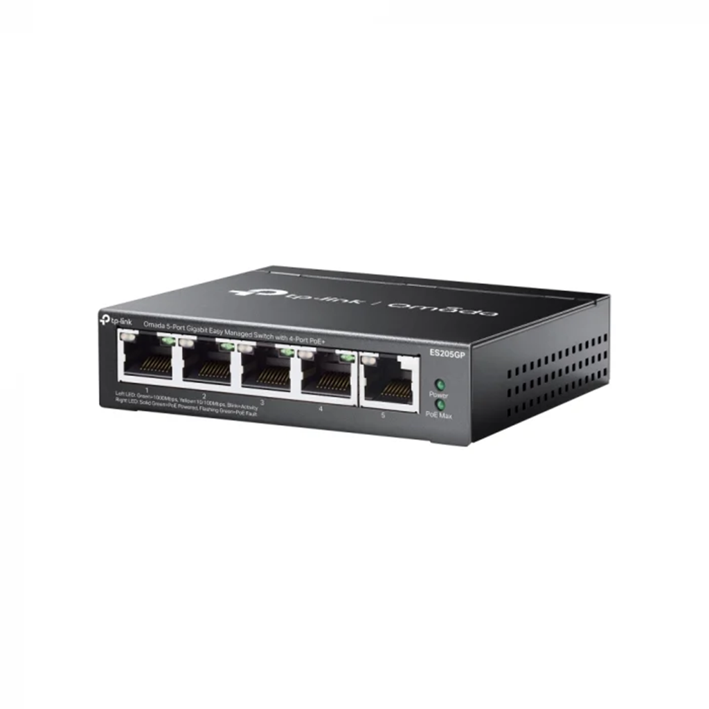 Switch fara management TP-Link Omada ES205GP, 5 porturi, 4 POE+