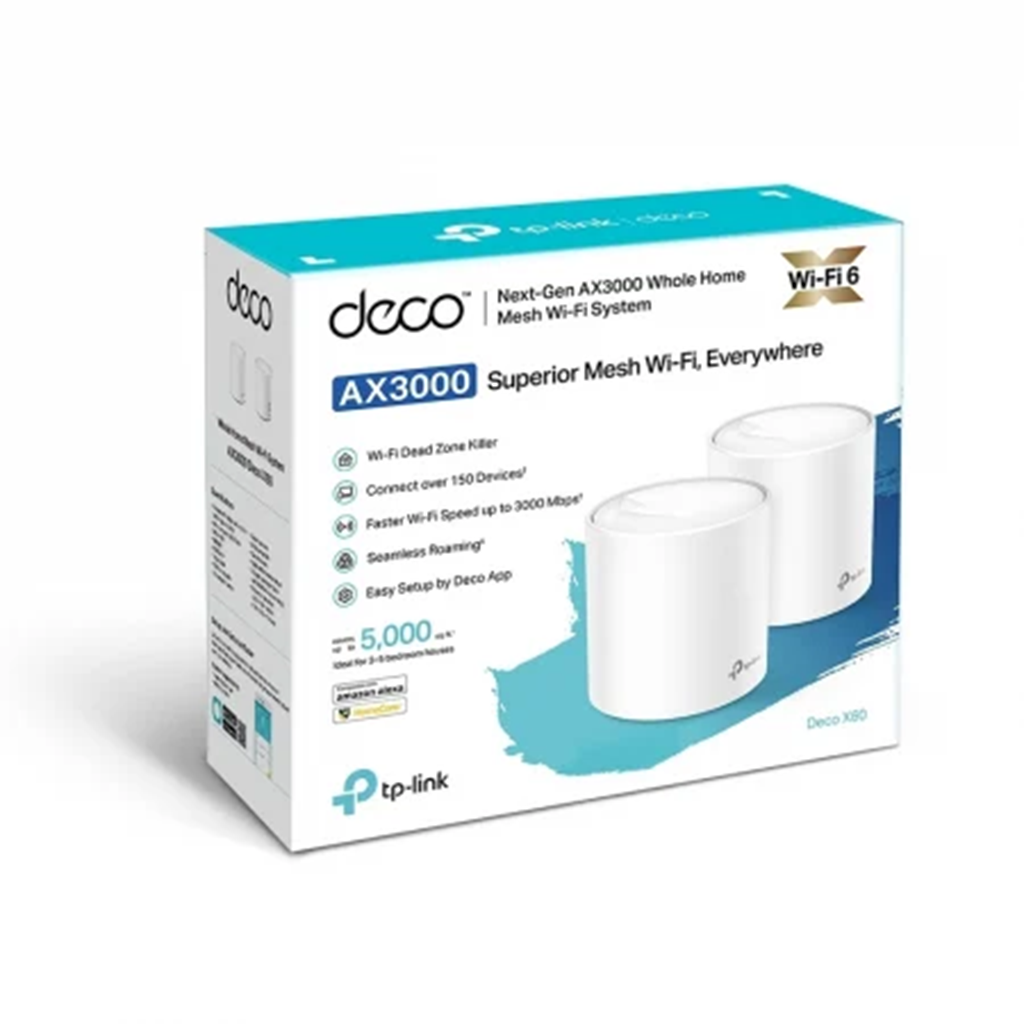 Pachet de 2 unitati - Sistem Mesh Wi-Fi TP-Link Deco X60 V3.20 (2-pack), AX5400, WI-FI 6