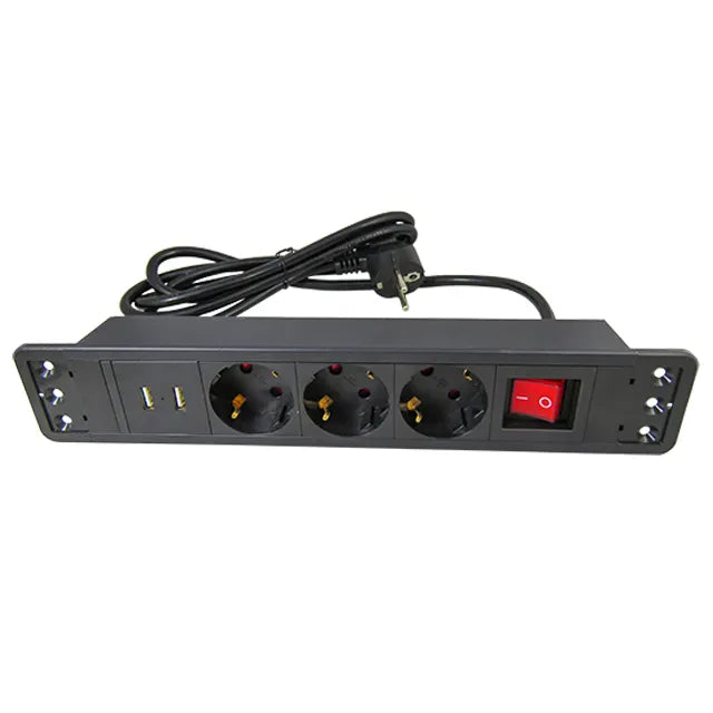 Prelungitor incorporabil blat 3P USB intrerupator 2m/3×1,5mm