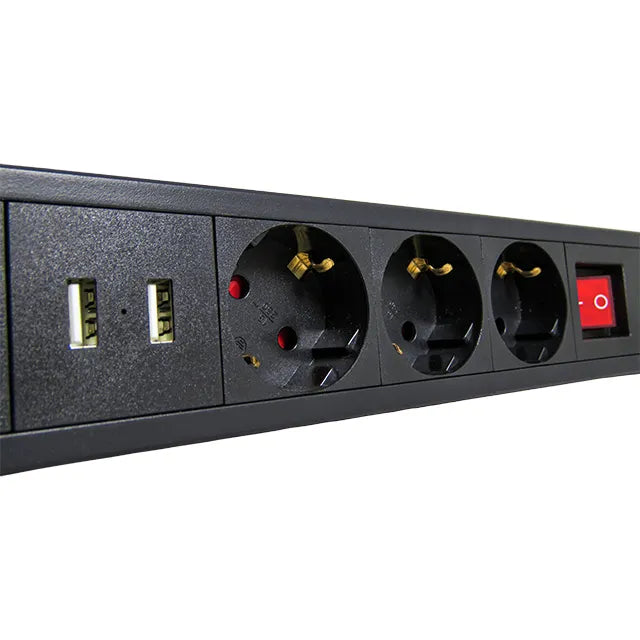 Prelungitor incorporabil blat 3P USB intrerupator 2m/3×1,5mm