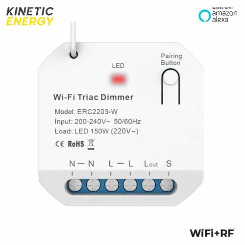 Controller Kinetic Energy, 1 canal, 1,5A, Dimmer WiFi + RF433 Tuya